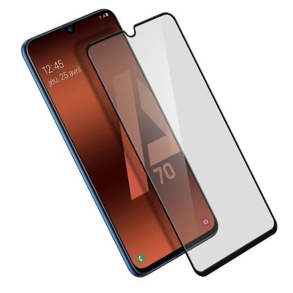 Skyddsfilm - AVIZAR - Galaxy A70 - Härdat glas - Anti-fingeravtryck - Svart kontur