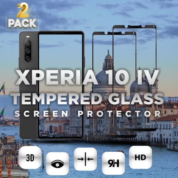 2 Pack Sony Xperia 10 IV - Härdat glas 9H -Super Kvalitet 3D