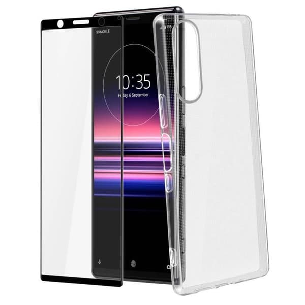 AVIZAR Protection Pack - Sony Xperia 5 - Silikon och 9H härdat glasfilm - Svart