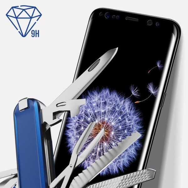Film för Samsung S9 Plus Härdat glas Förstärkta kanter Böjda hårdglas Max 3mk Svart