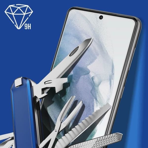 Film för Samsung S21 Härdat glas Fasade kanter Hardglas Max Fingerprint 3mk Svart