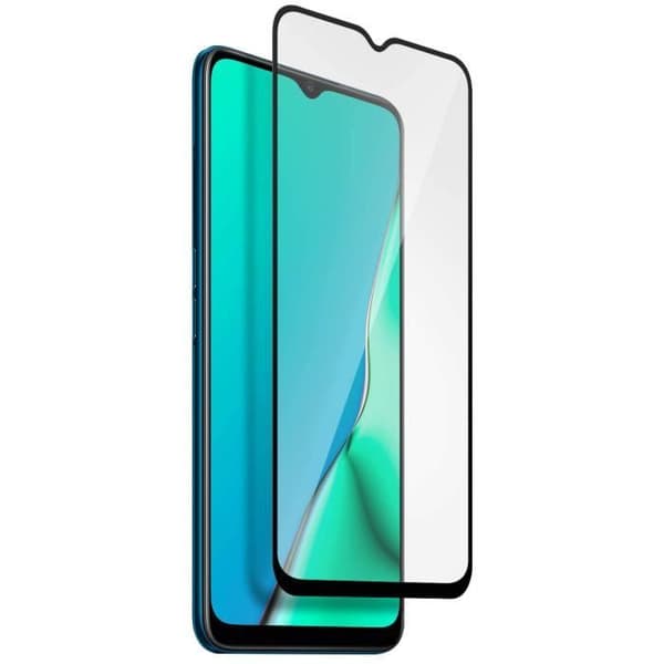 Oppo A5 2020 och A9 2020 Skärmfilm härdat glas 9H - Transparent svart kontur Svart