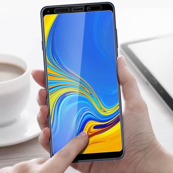 Skyddsfilm - AVIZAR - Samsung Galaxy A9 2018 - 9H härdat glas - Svart - Reptålig