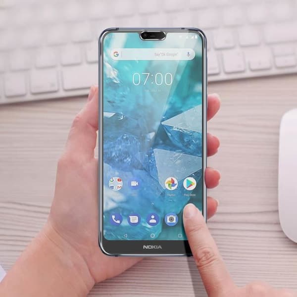 AVIZAR Skärmskydd för Nokia 7.1 - 9H härdat glas 0,33 mm - Transparent Vit