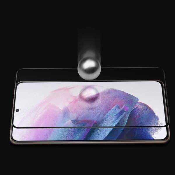 Glas för Samsung Galaxy S21 Härdat glas 9H Anti-repyta 100% självhäftande svart