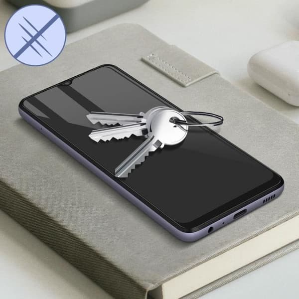 Samsung Galaxy A22 5G härdat glas 9H fasade kanter Akashi Transparent Svart