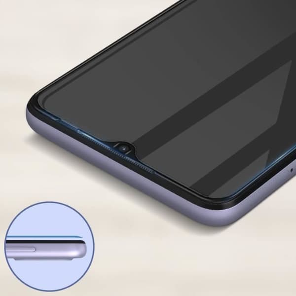 Samsung Galaxy A22 5G härdat glas 9H fasade kanter Akashi Transparent Svart