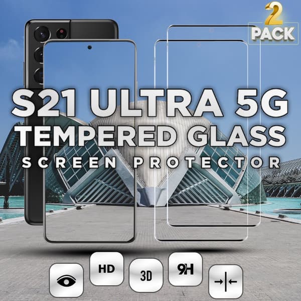 2 Pack Samsung S21 Ultra 5G - Härdat glas 9H - Super kvalitet 3D