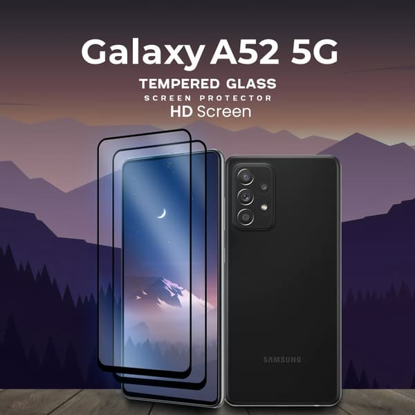 2 Pack Samsung Galaxy A52 5G -Härdat glas 9H-Super kvalitet 3D