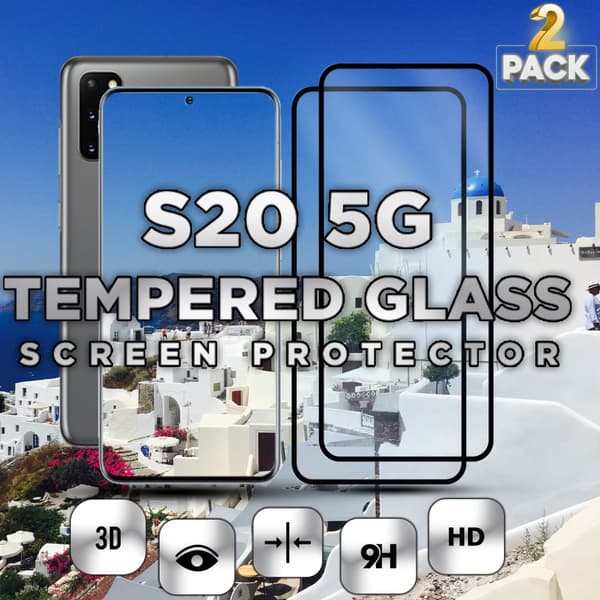 2 Pack Samsung Galaxy S20 5G - Härdat glas 9H-Super kvalitet 3D