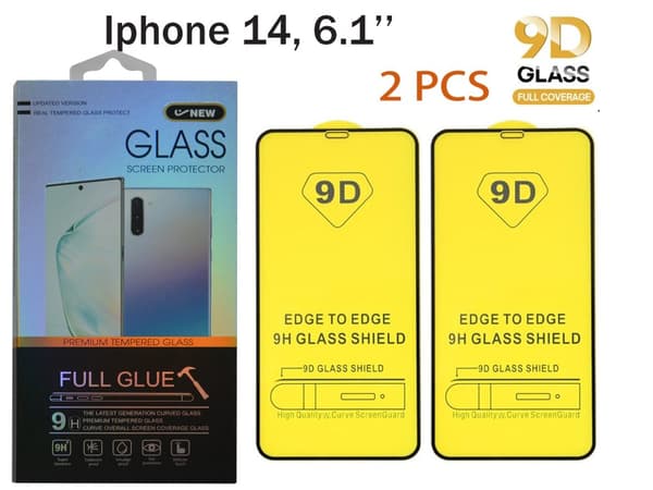 2-PAK- Skærmbeskytter iPhone 14 PRO  (6,1 tommer),9D Hærdet glas