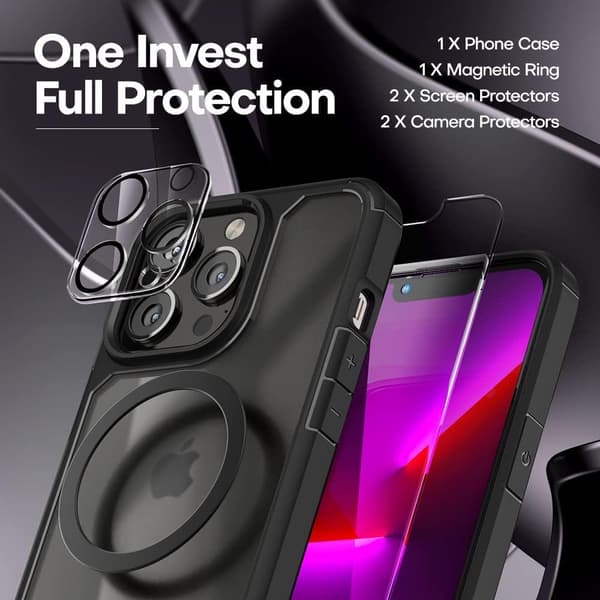 iPhone 14 Pro Max kompatibel [9-PACK] hærdet glas + linser + skal