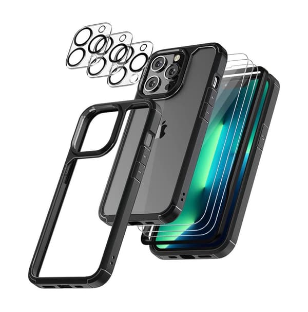 iPhone 14 Pro Max kompatibel [9-PACK] hærdet glas + linser + skal