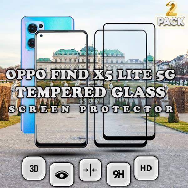 2 Pack OPPO FIND X5 Lite 5G - Härdat glas 9H-Super kvalitet 3D