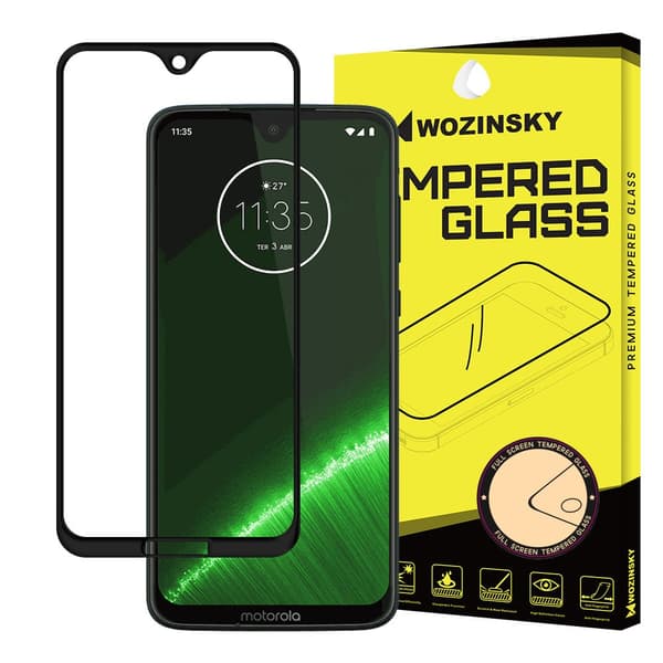 Skærmbeskytter i glas Motorola Moto G7, fuld skærm