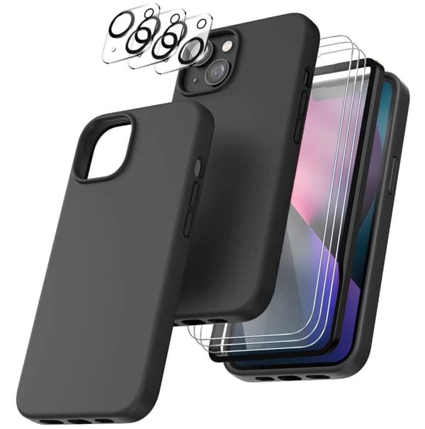iPhone 14 Pro Max [8-PACK] 6x karkaistu lasi + 1x silikonikuori