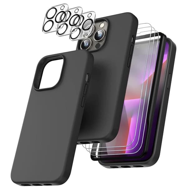iPhone 14 Pro Max [8-PACK] 6x karkaistu lasi + 1x silikonikuori
