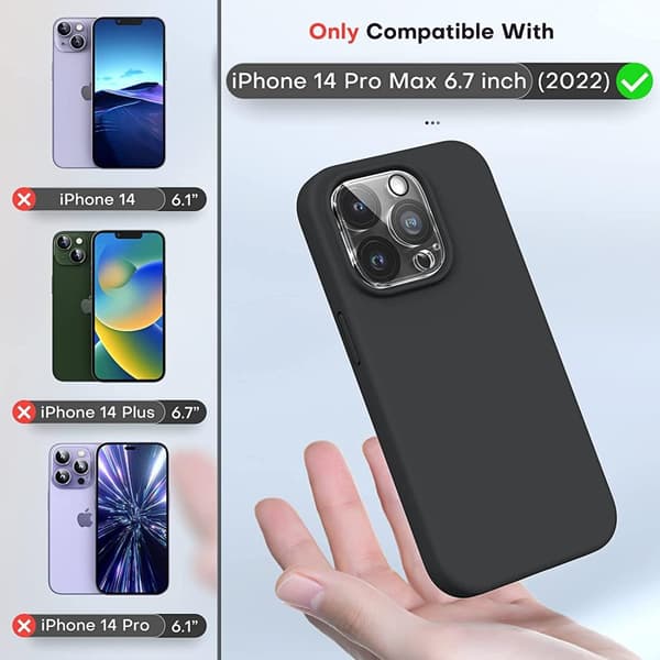 iPhone 14 Pro Max [8-PACK] 6x karkaistu lasi + 1x silikonikuori