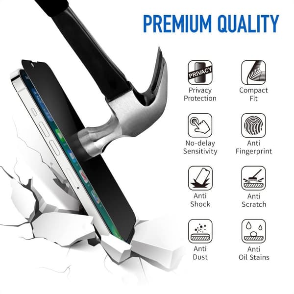 2 PAK- Privatliv Skærmbeskytter iPhone 14 PRO MAX (6,7tommer), Privacy Screen Protector
