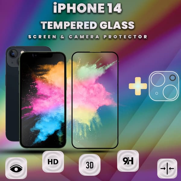 iPhone 14 - skärmskydd & linsskydd - härdat glas 9H