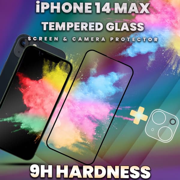 iPhone 14 Max - skärmskydd & linsskydd - härdat glas 9H