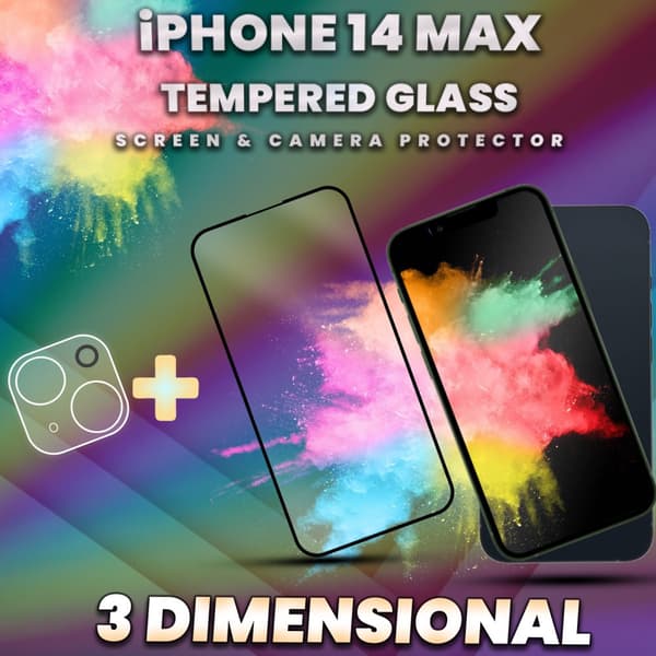 iPhone 14 Max - skärmskydd & linsskydd - härdat glas 9H