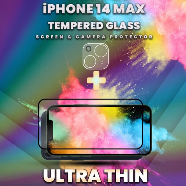 iPhone 14 Max - skärmskydd & linsskydd - härdat glas 9H