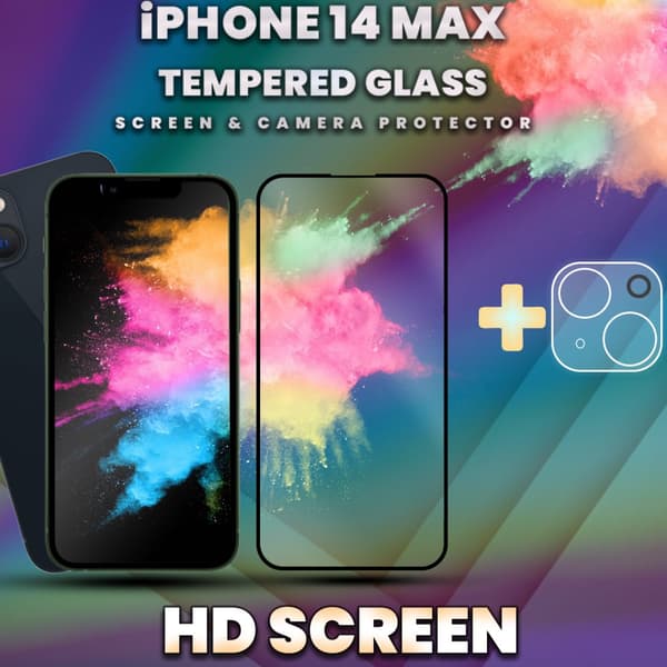 iPhone 14 Max - skärmskydd & linsskydd - härdat glas 9H