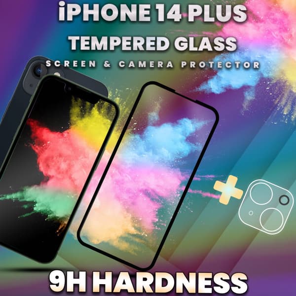 iPhone 14 PLUS - skärmskydd & linsskydd - härdat glas 9H