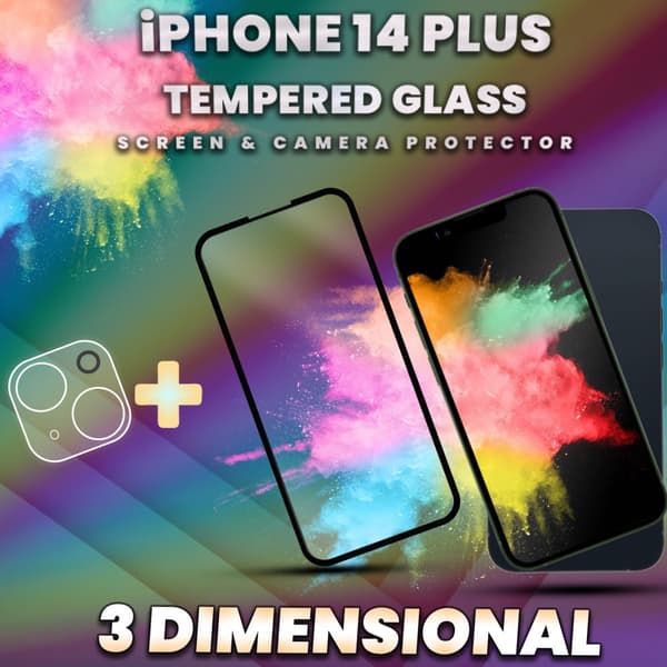 iPhone 14 PLUS - skärmskydd & linsskydd - härdat glas 9H