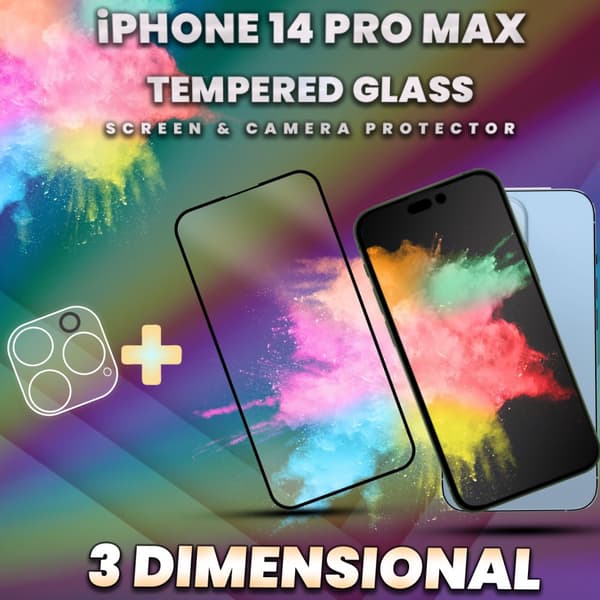 iPhone 14 Pro Max - skärmskydd & linsskydd - härdat glas 9H