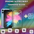 Miniatyrbild 1 av 5: iPhone 14 Pro Max - skärmskydd & linsskydd - härdat glas 9H