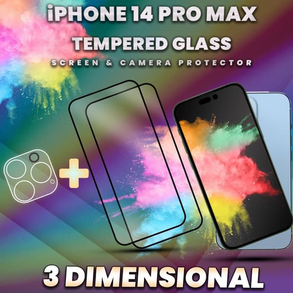 2 Pack iPhone 14 Pro Max- skärmskydd & linsskydd- härdat glas 9H