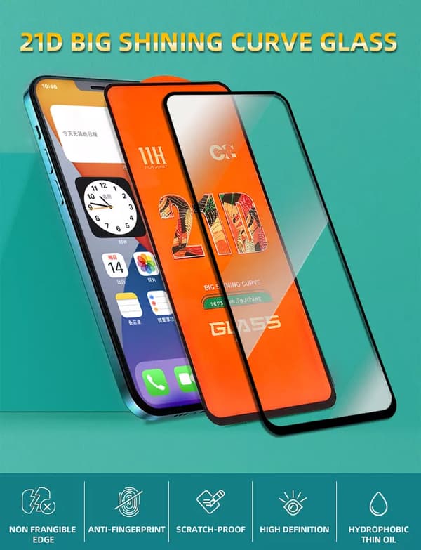 2-PAK- 21D skærmbeskytter Iphone 14 PRO MAX,6.7 tum,, hærdet glas