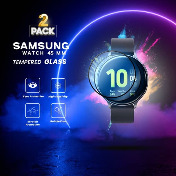 2 Pack Samsung Watch 45mm - Härdat glas 9H - Super kvalitet 3D