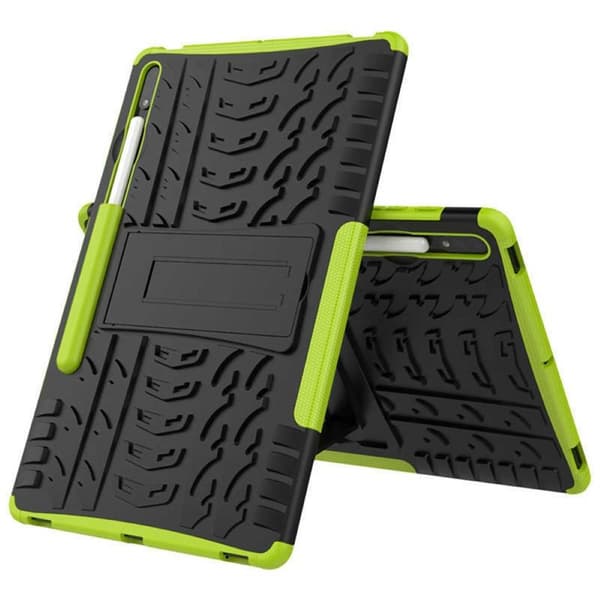 Iskunkestävä kuori jalustalla Samsung Galaxy Tab S7 FE - Vihreä