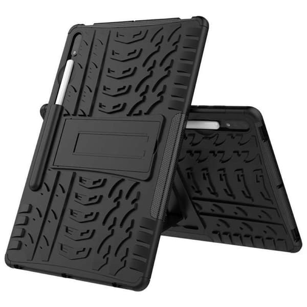 Iskunkestävä kuori jalustalla Samsung Galaxy Tab S7 FE - Musta
