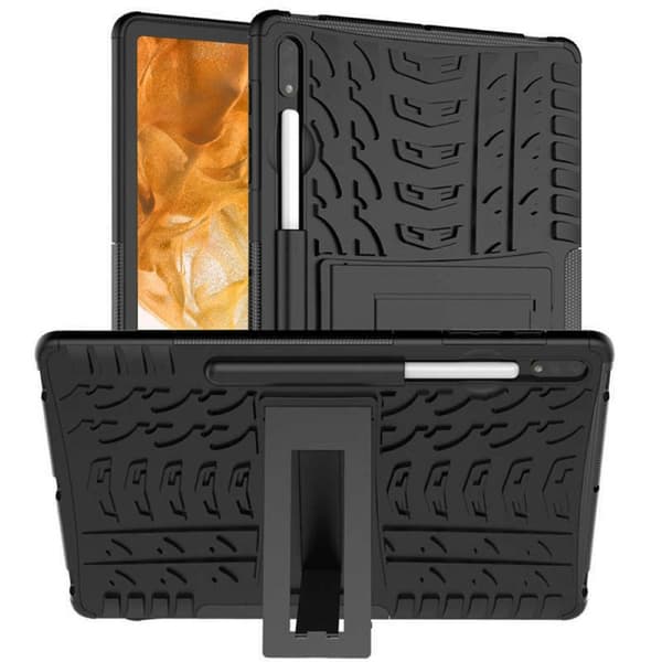 Iskunkestävä kuori jalustalla Samsung Galaxy Tab S7 FE - Musta