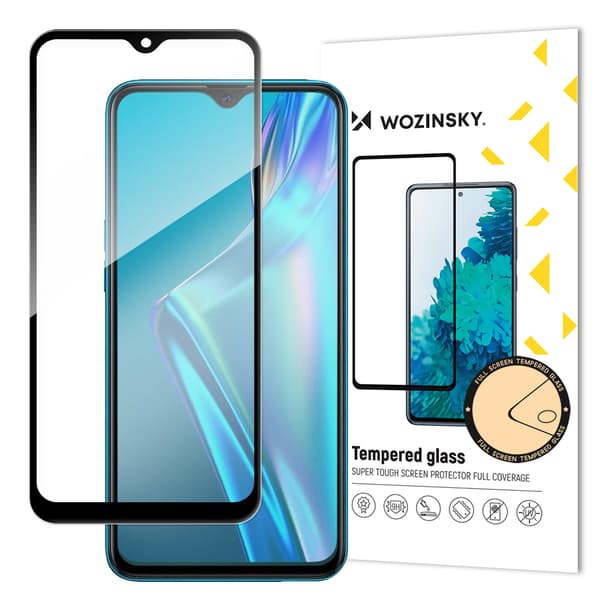 Wozinsky erittäin kova Full Glue koko näytön karkaistu lasi koteloystävällisellä kehyksellä Oppo A12 / A5s / A7 musta