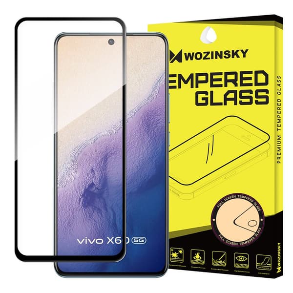 Wozinsky superstarka Full Glue full skärm härdat glas med Case Friendly ram Vivo X60 svart