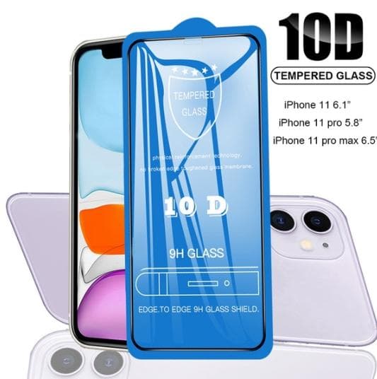 iPhone X, XS, XR, 11, 11 Pro, Pro Max 10D Tempered Glass Full Coverage