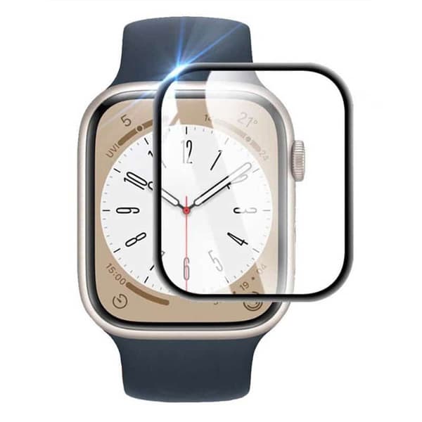 3D Curved Glas skärmskydd Apple Watch 8 (41mm) - Svart