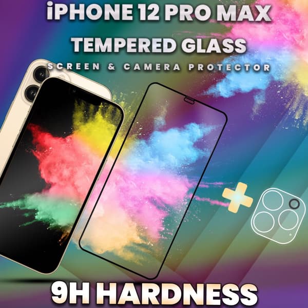 1-Pack iPhone 12 Pro Max -Skärmskydd & 1-Pack linsskydd - 9HGlas