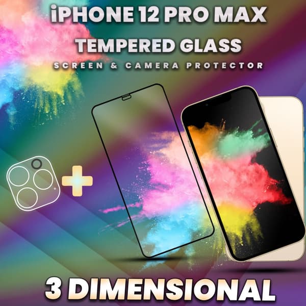 1-Pack iPhone 12 Pro Max -Skärmskydd & 1-Pack linsskydd - 9HGlas