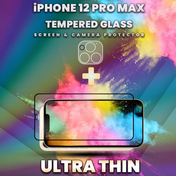 1-Pack iPhone 12 Pro Max -Skärmskydd & 1-Pack linsskydd - 9HGlas