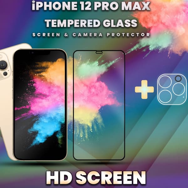 1-Pack iPhone 12 Pro Max -Skärmskydd & 1-Pack linsskydd - 9HGlas