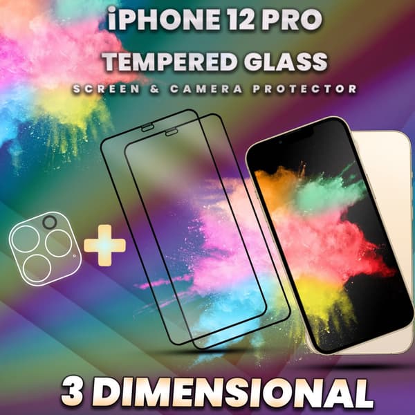 2-Pack iPhone 12 Pro - skärmskydd & 1-Pack linsskydd-Härdat Glas