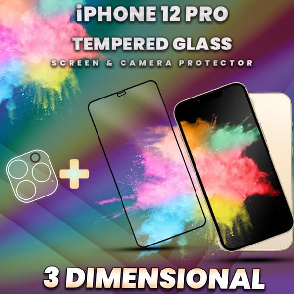 1-Pack iPhone 12 Pro - skärmskydd & 1-Pack linsskydd-Härdat Glas