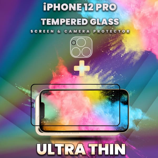 1-Pack iPhone 12 Pro - skärmskydd & 1-Pack linsskydd-Härdat Glas
