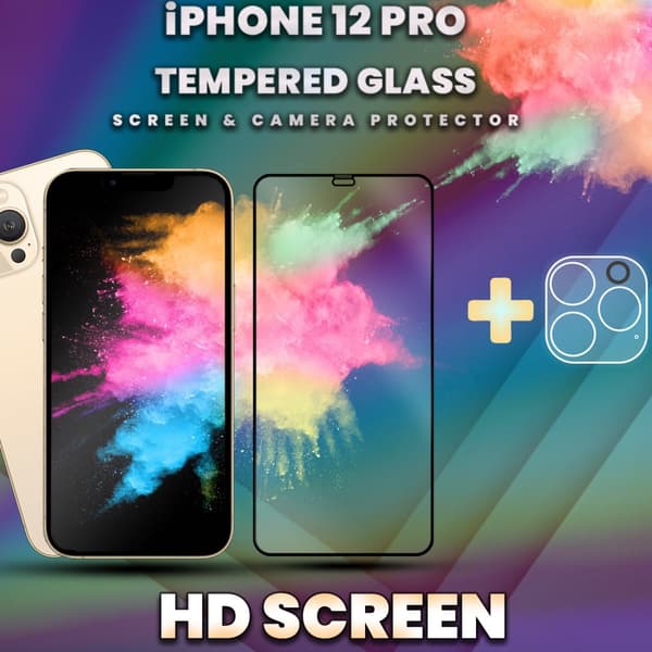 1-Pack iPhone 12 Pro - skärmskydd & 1-Pack linsskydd-Härdat Glas